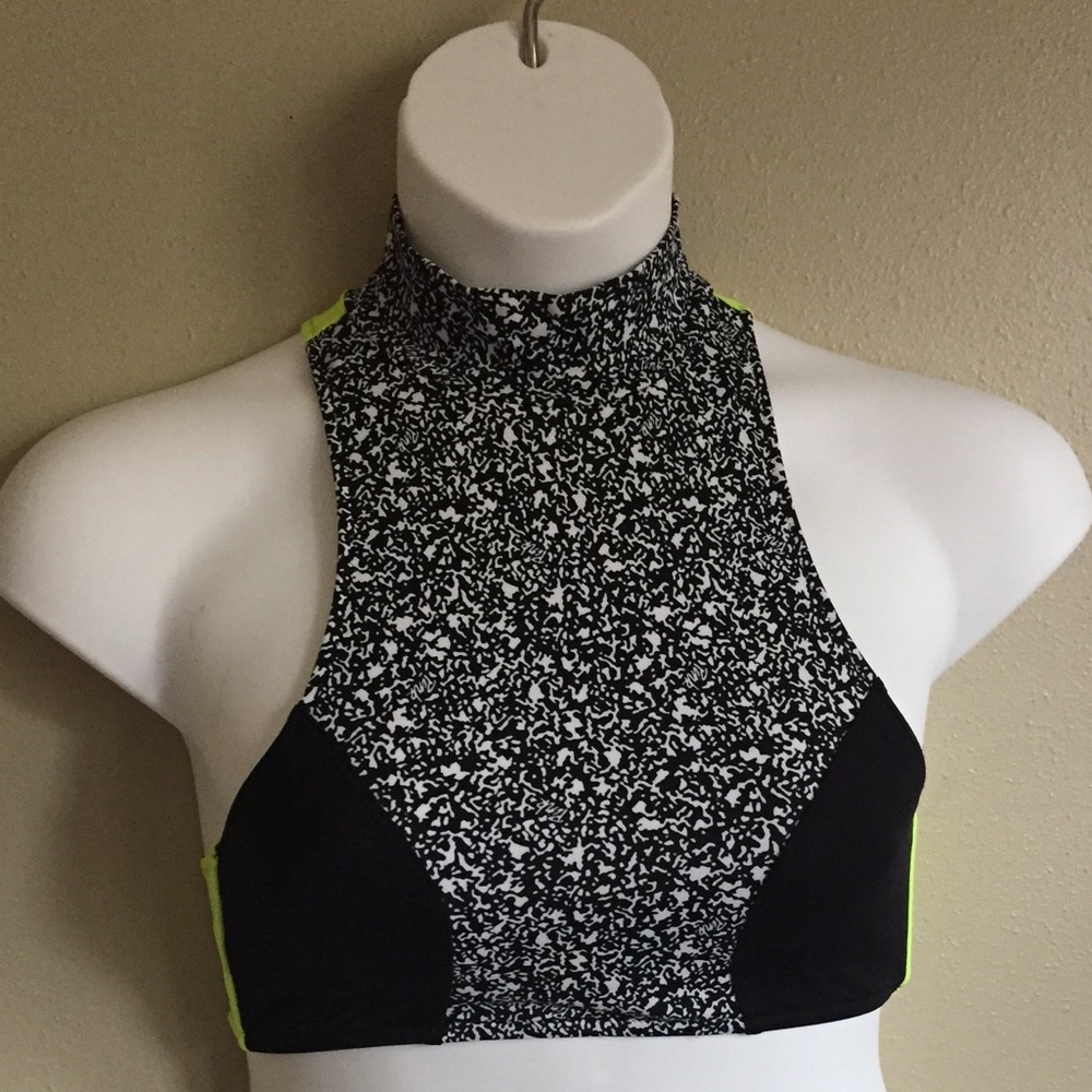 Neon High Neck Swim Top